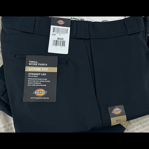 Dickies Loose Fit Straight Leg Black Pants Size 36 x 32 NWT twill work pant - Picture 1 of 6